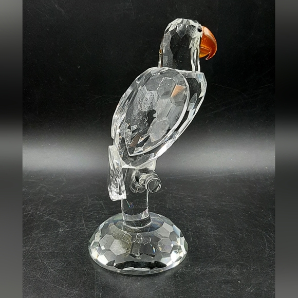 Shannon Clear Crystal Parrot Orange Beak Figurine 7" Tall Designs of Ireland - Picture 5 of 9